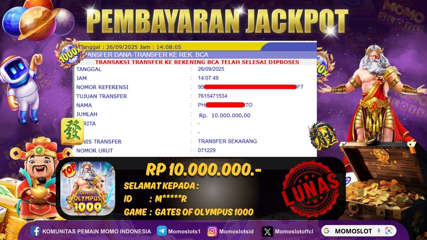 MOMOSLOTS JACKPOT SLOT GATES OF OLYMPUS 1000